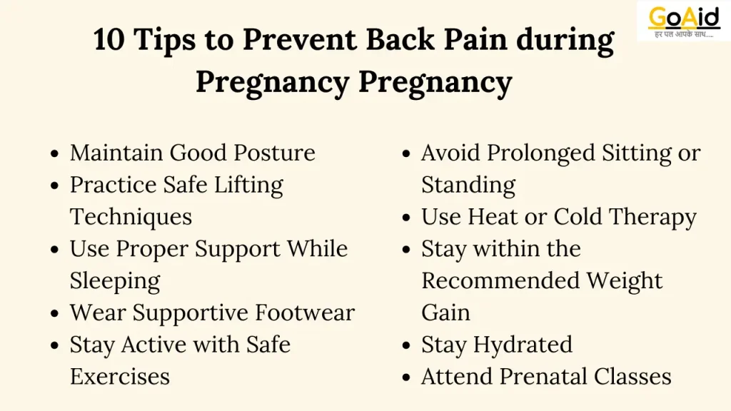 Tips to Prevent Back Pain during Pregnancy