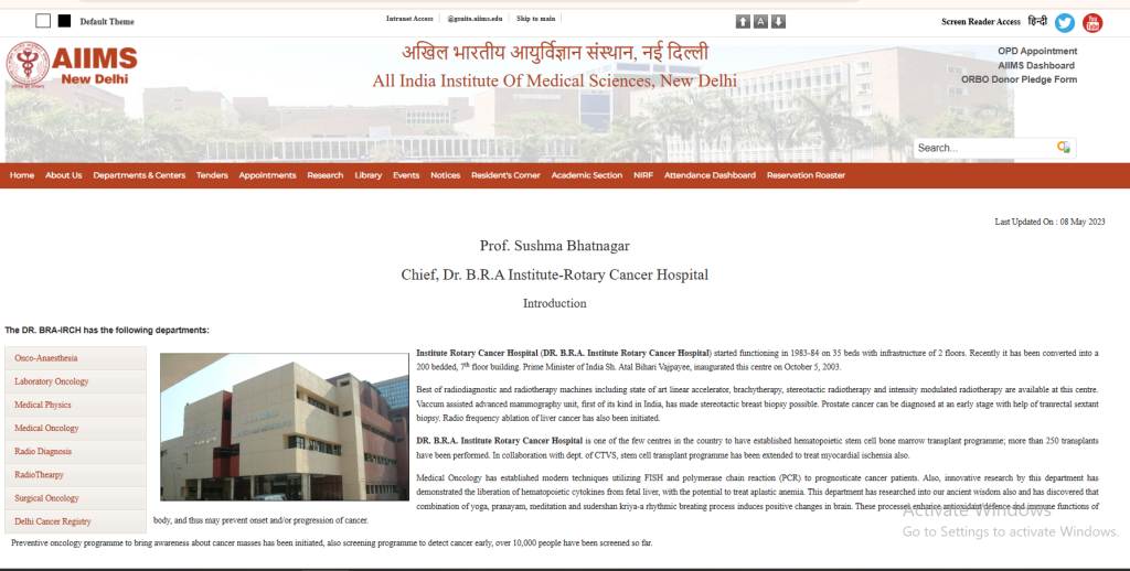 AIIMS CANCER HOSPITAL IN DELHI 
