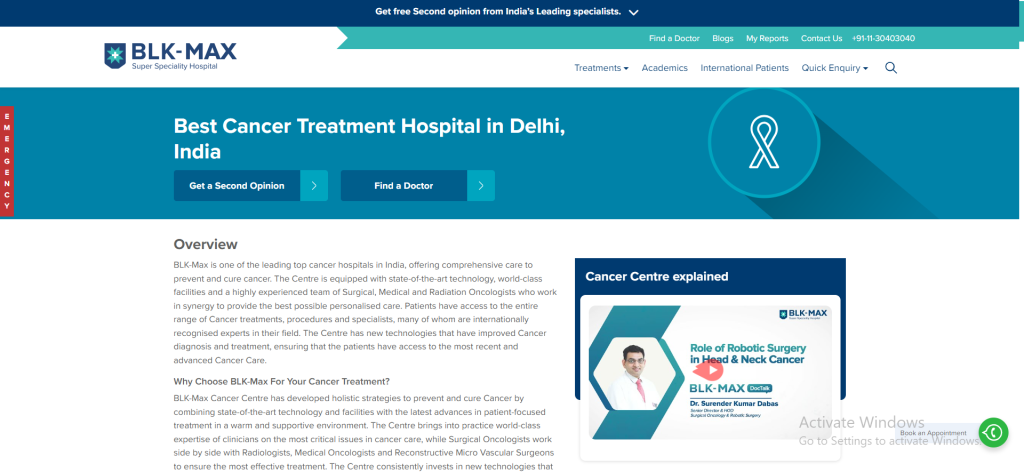 BLK Super Speciality Cancer Hospital Delhi
