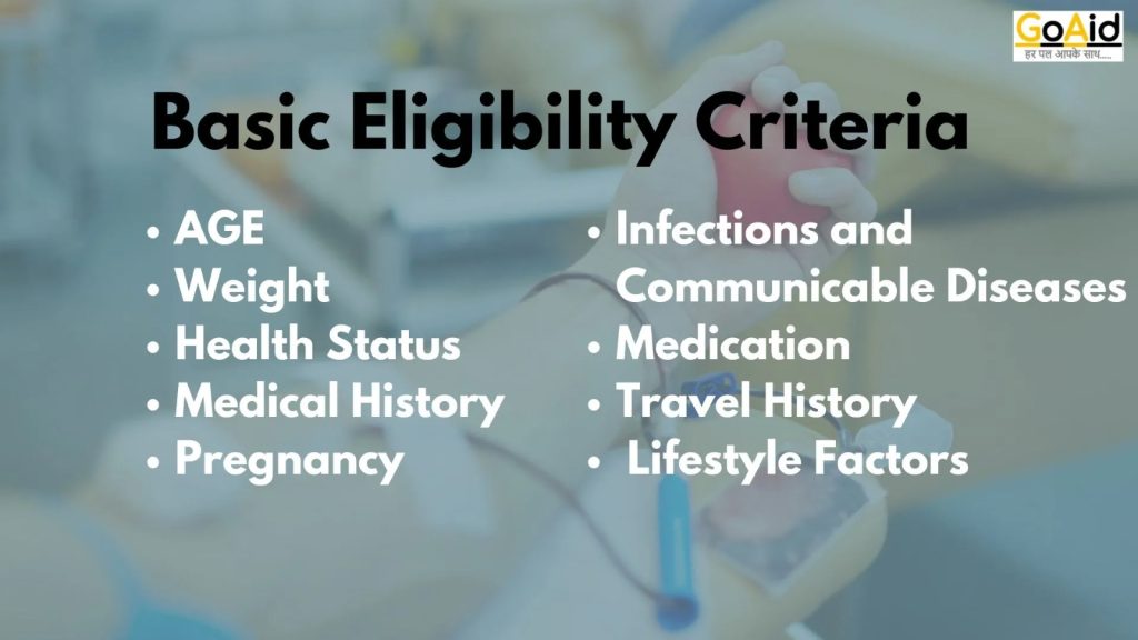 Basic Eligibility Criteria For Blood Donation 